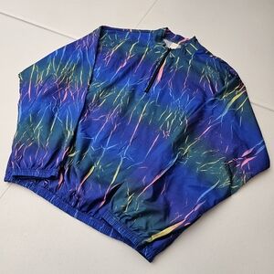 VTG Crackle Neon 1/4 Zip Windbreaker Pullover Lightweight One Size Unknown Brand